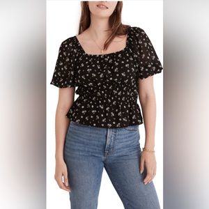 Madewell Zira Shirred Puff Sleeve blouse